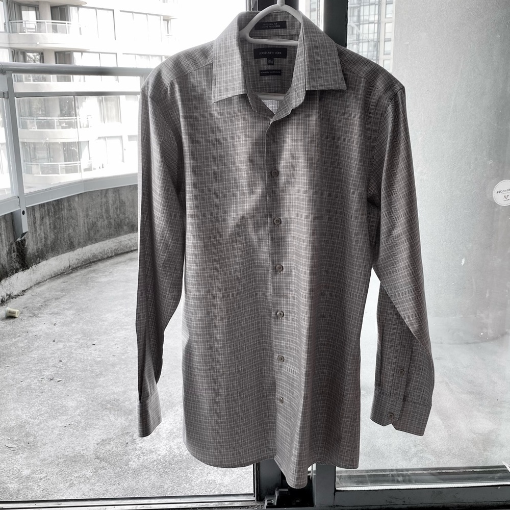 Men’s Dress Shirt, Size 15.5 Taupe, Jones New York